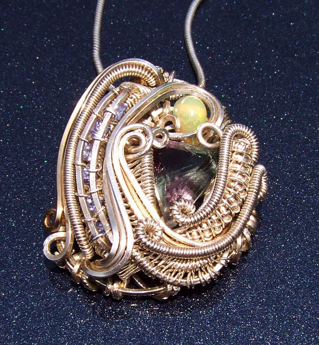 Artisan Wire Wrap Pendant #4 with Sterling Necklace