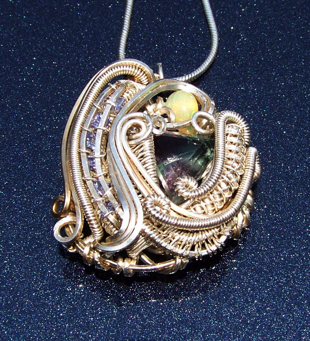 Artisan Wire Wrap Pendant #4 with Sterling Necklace