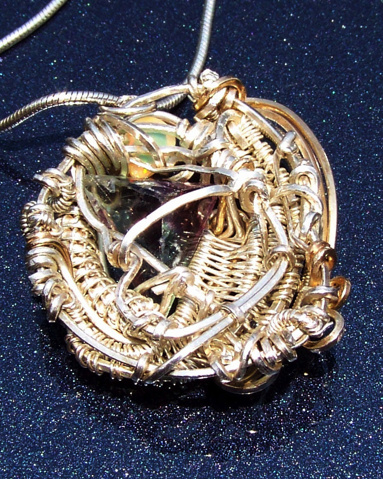 Artisan Wire Wrap Pendant #4 with Sterling Necklace