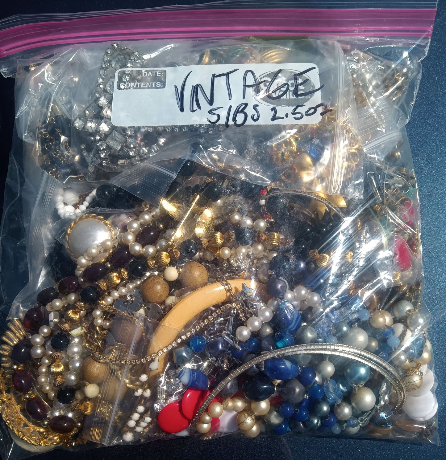 Vintage Wearable Mixed Costume Jewelry Bag #1