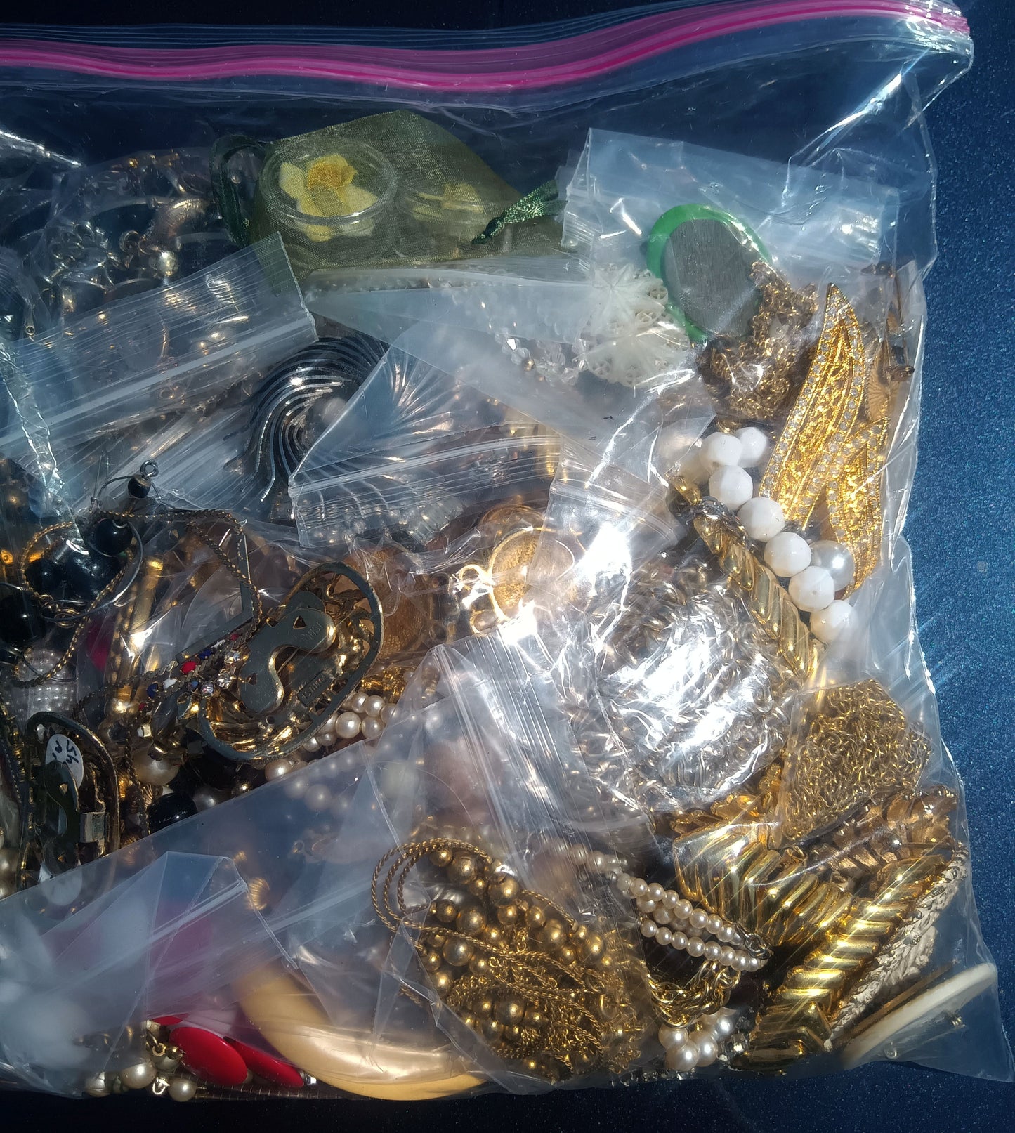 Vintage Wearable Mixed Costume Jewelry Bag #1