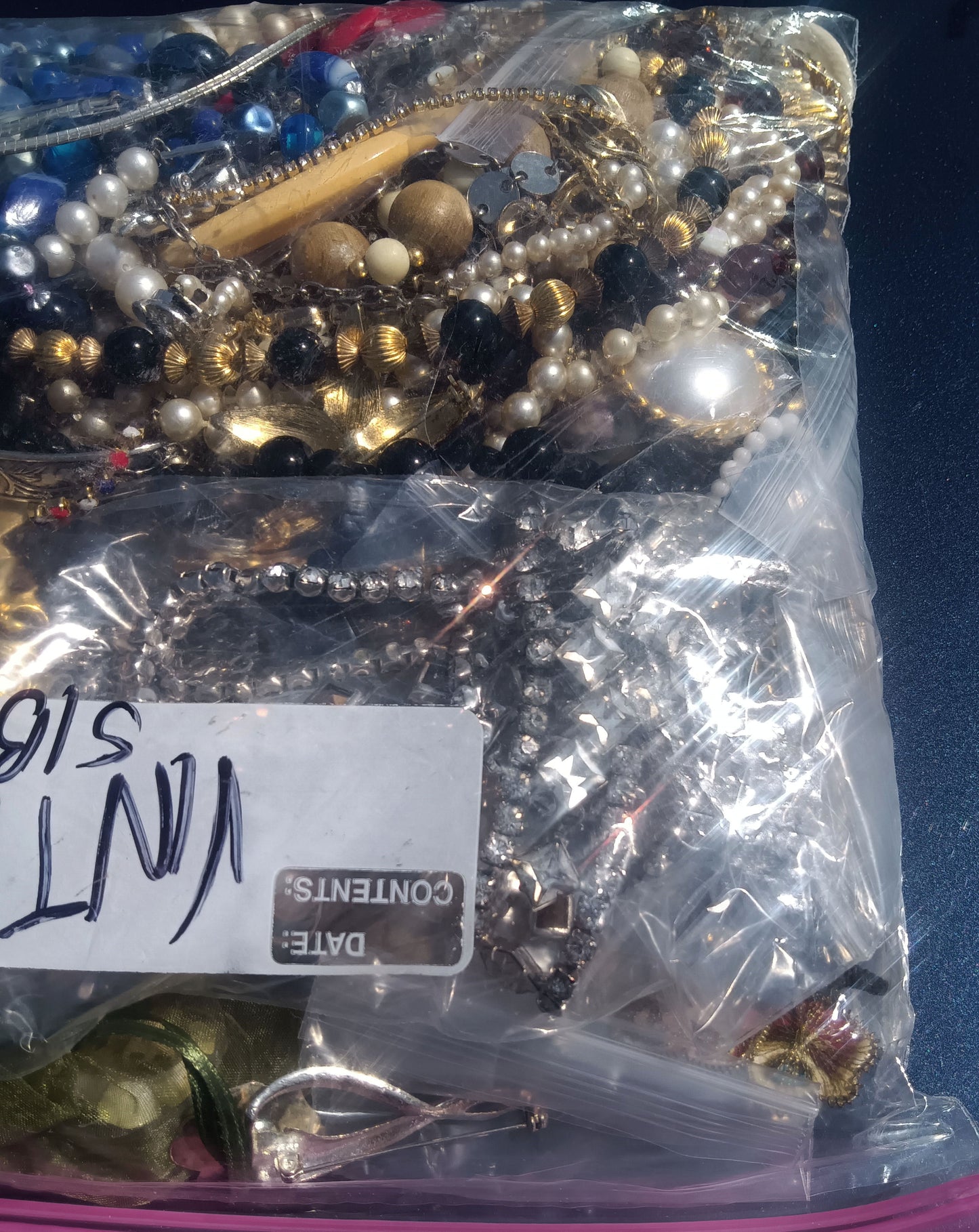 Vintage Wearable Mixed Costume Jewelry Bag #1