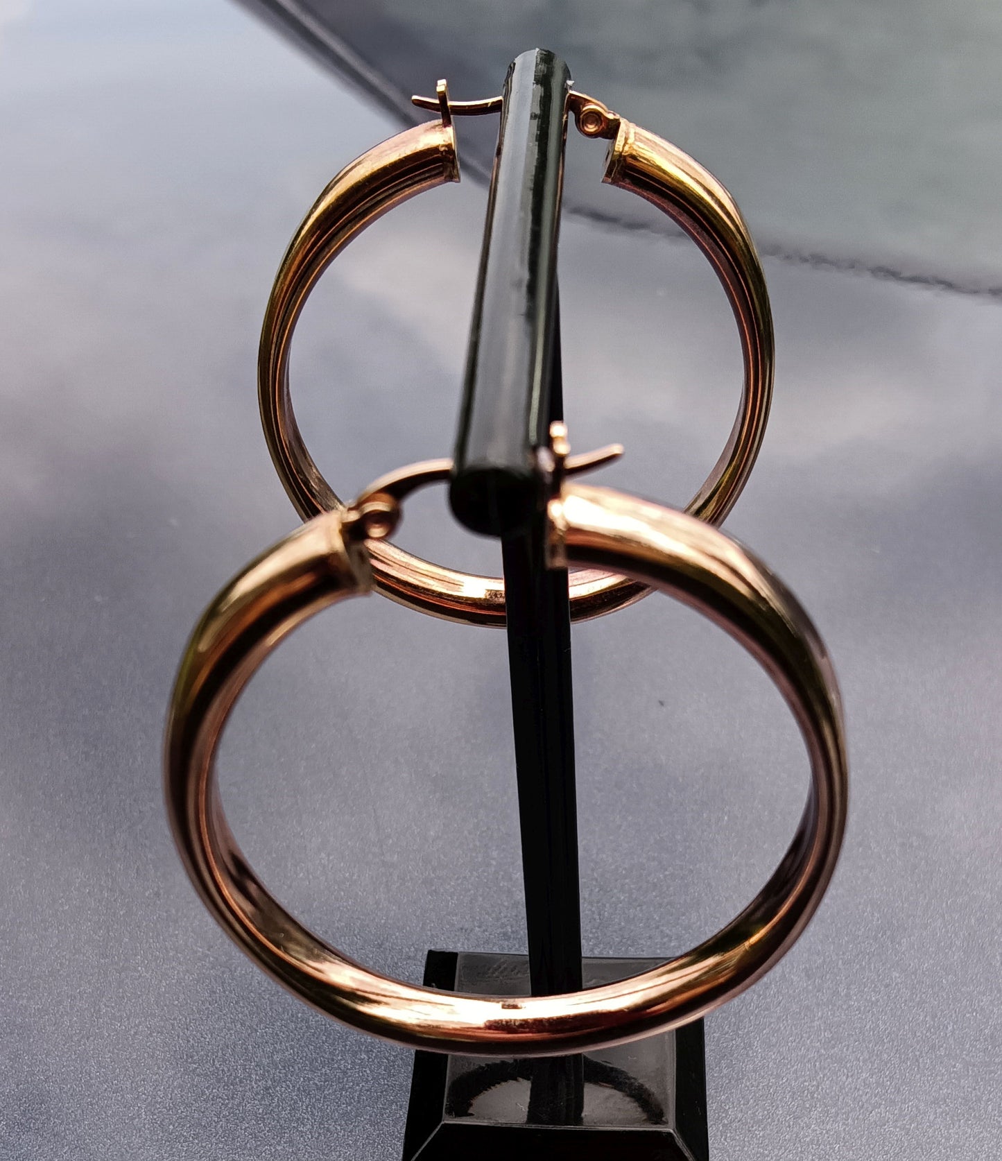 Stainless Steel Brown Ion-plated Hoop Earrings