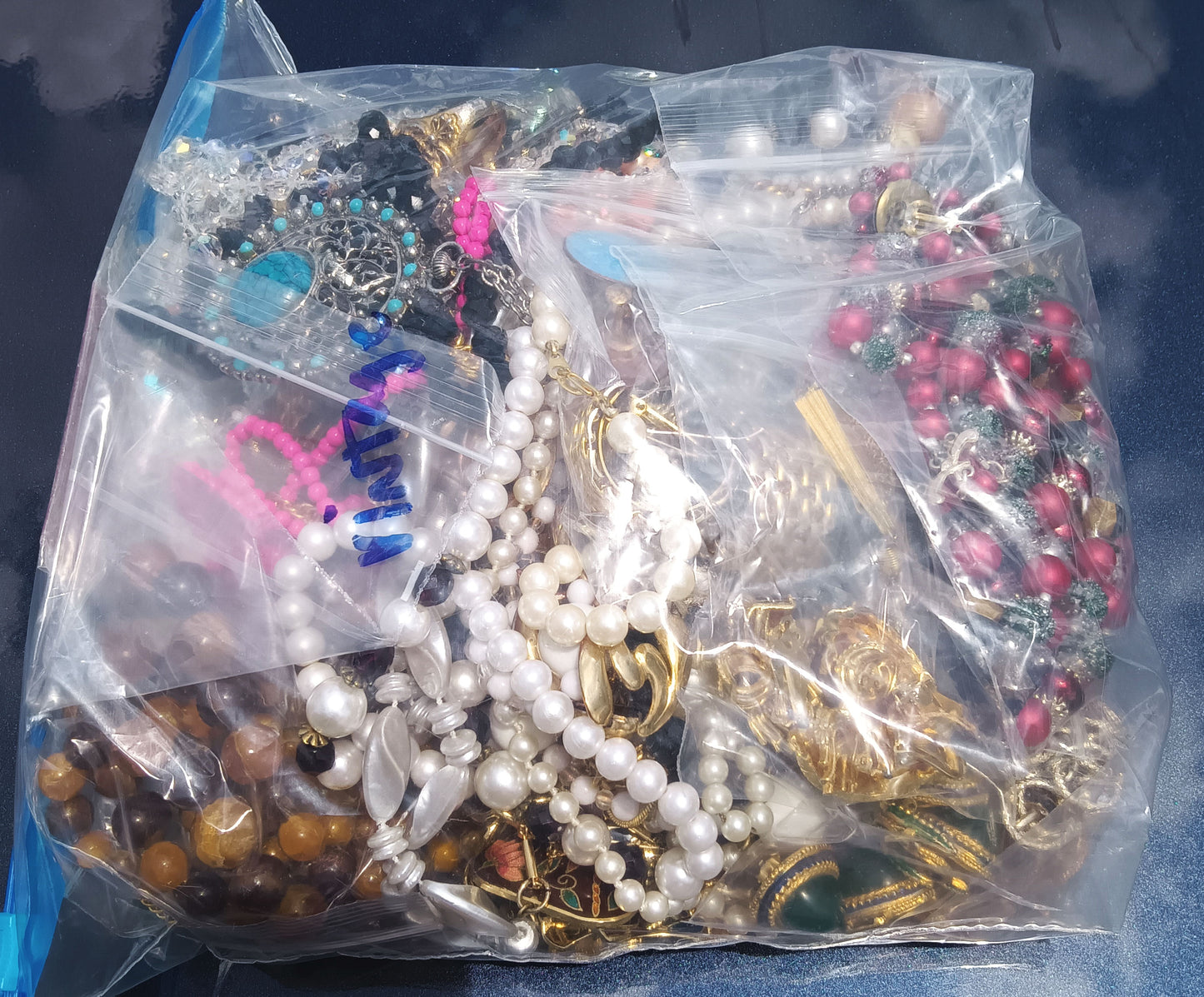 Vintage Wearable Mixed Costume Jewelry Bag #11