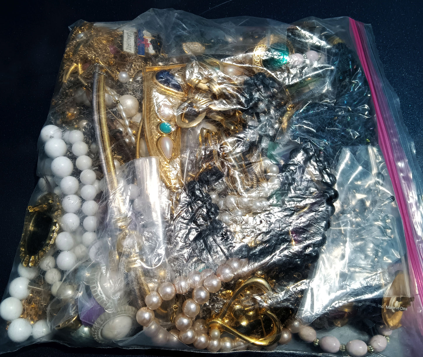 Vintage Wearable Mixed Costume Jewelry Bag #16