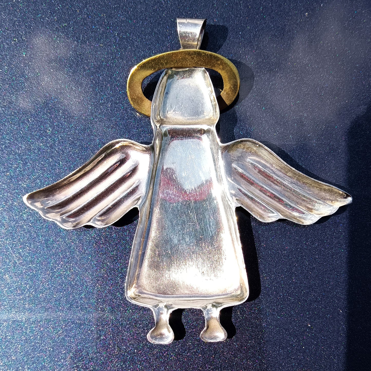 Mexico Sterling Silver & Brass 'Angel w-Halo' Pendant