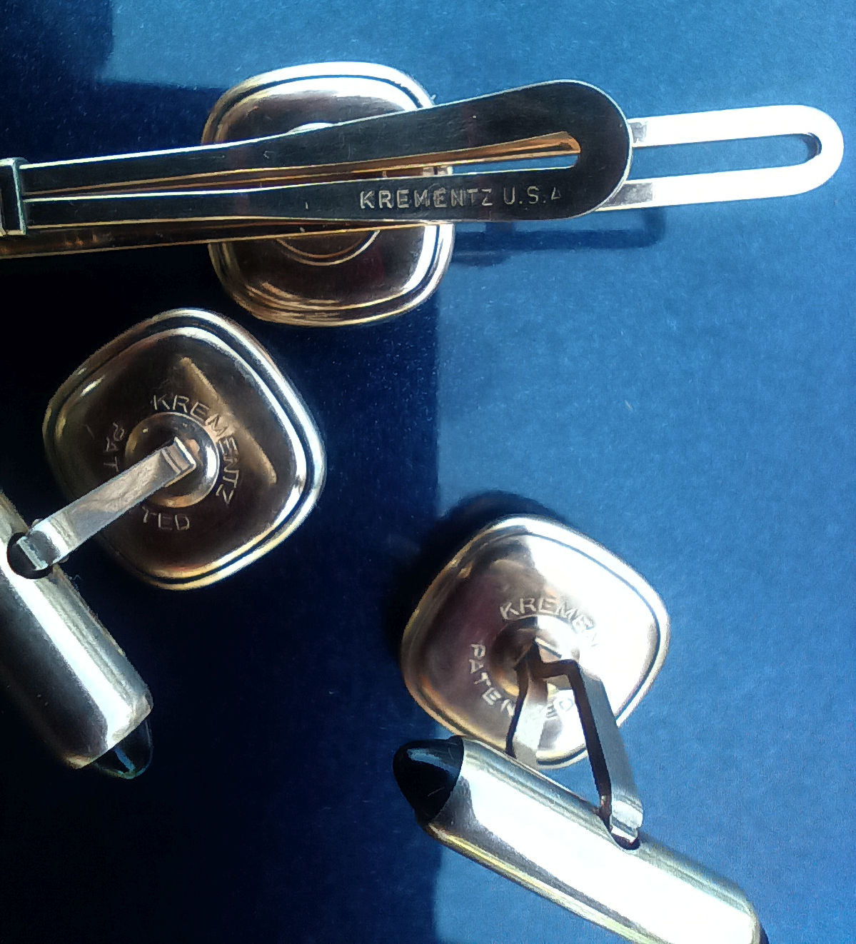 Krementz USA Vintage Matching Cuff Link and Tie Clip Set