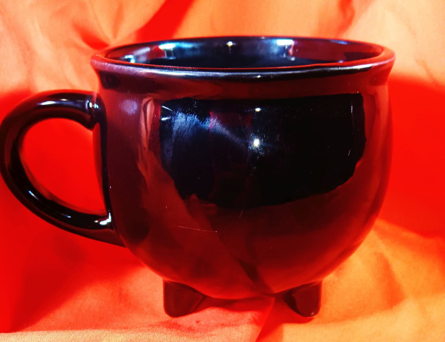 Threshold BLACK CAULDRON Coffee MUG Tea Cup 12oz Spider Web Halloween Stoneware