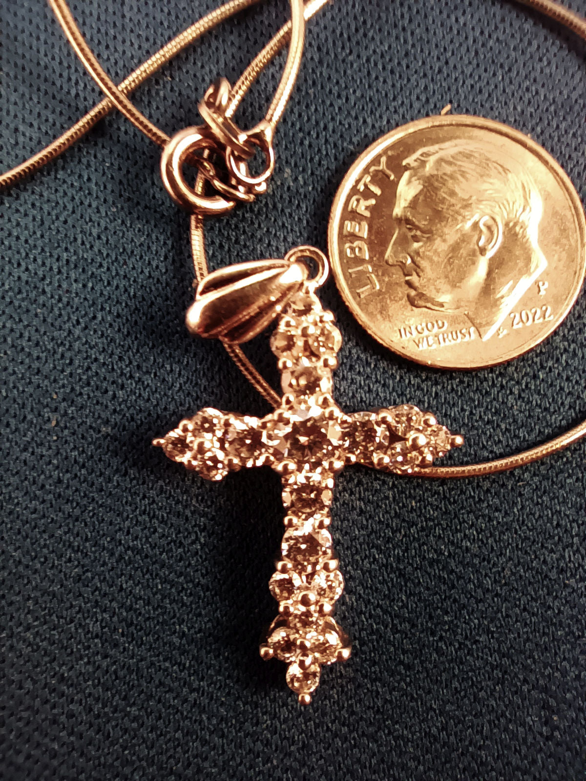 Sterling Silver Cross with Zircons and Sterling Necklace– Italy