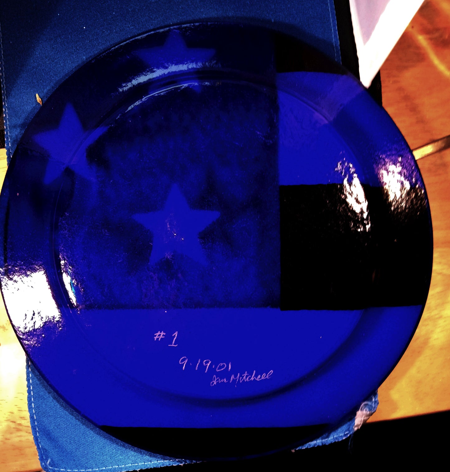 Jan Mitchell American Flag Glass Plate