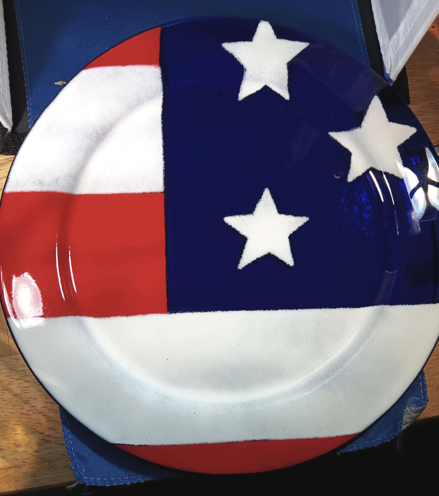 Jan Mitchell American Flag Glass Plate