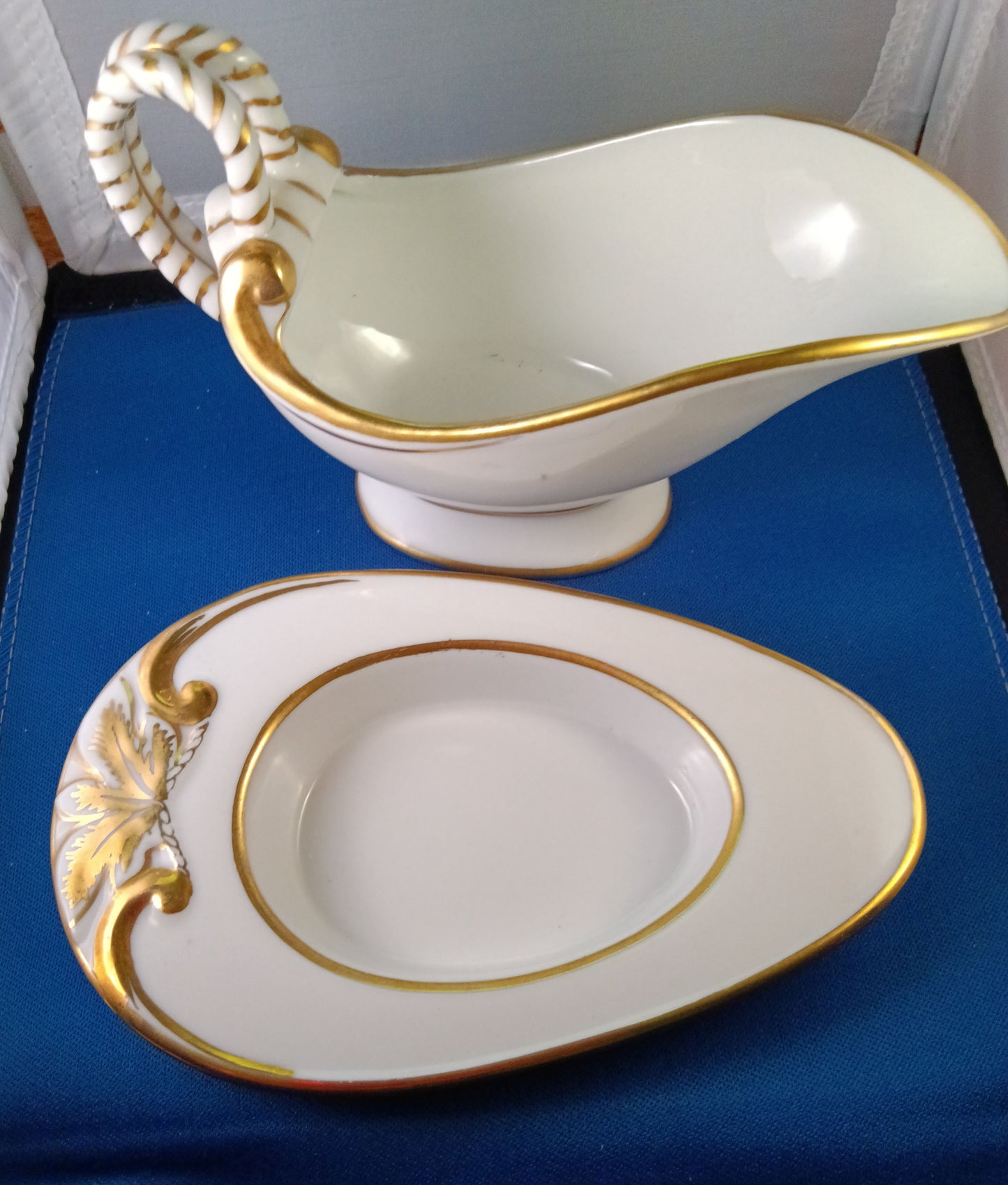 Vintage Victorian Style Porcelain Sauce Dish and Saucer - Andrea – 1950s – Japan