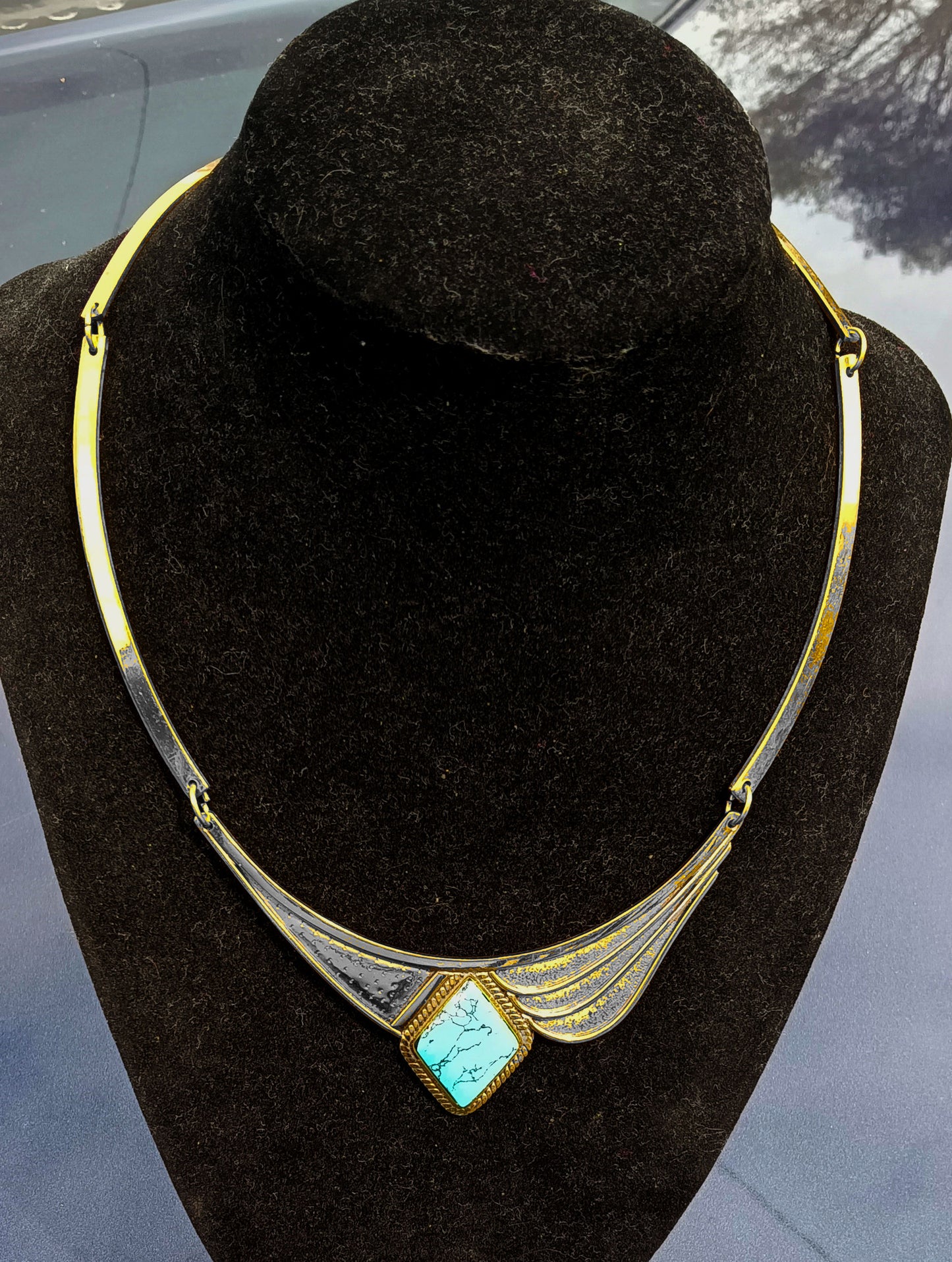Vintage Mid Century Modernist Necklace Choker in the Style of Richard Kaish - Modern Artisan Studio Jewelry - Unsigned