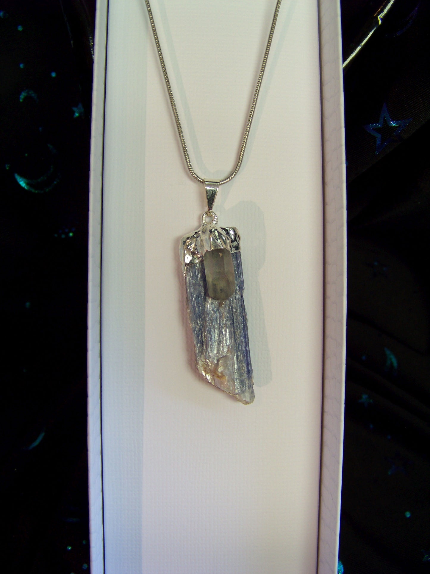 Kyanite/Quartz Pendant with Silver Colored Nickel Free 18" Necklace