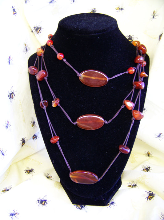 Carnelian 3-Strand Necklace