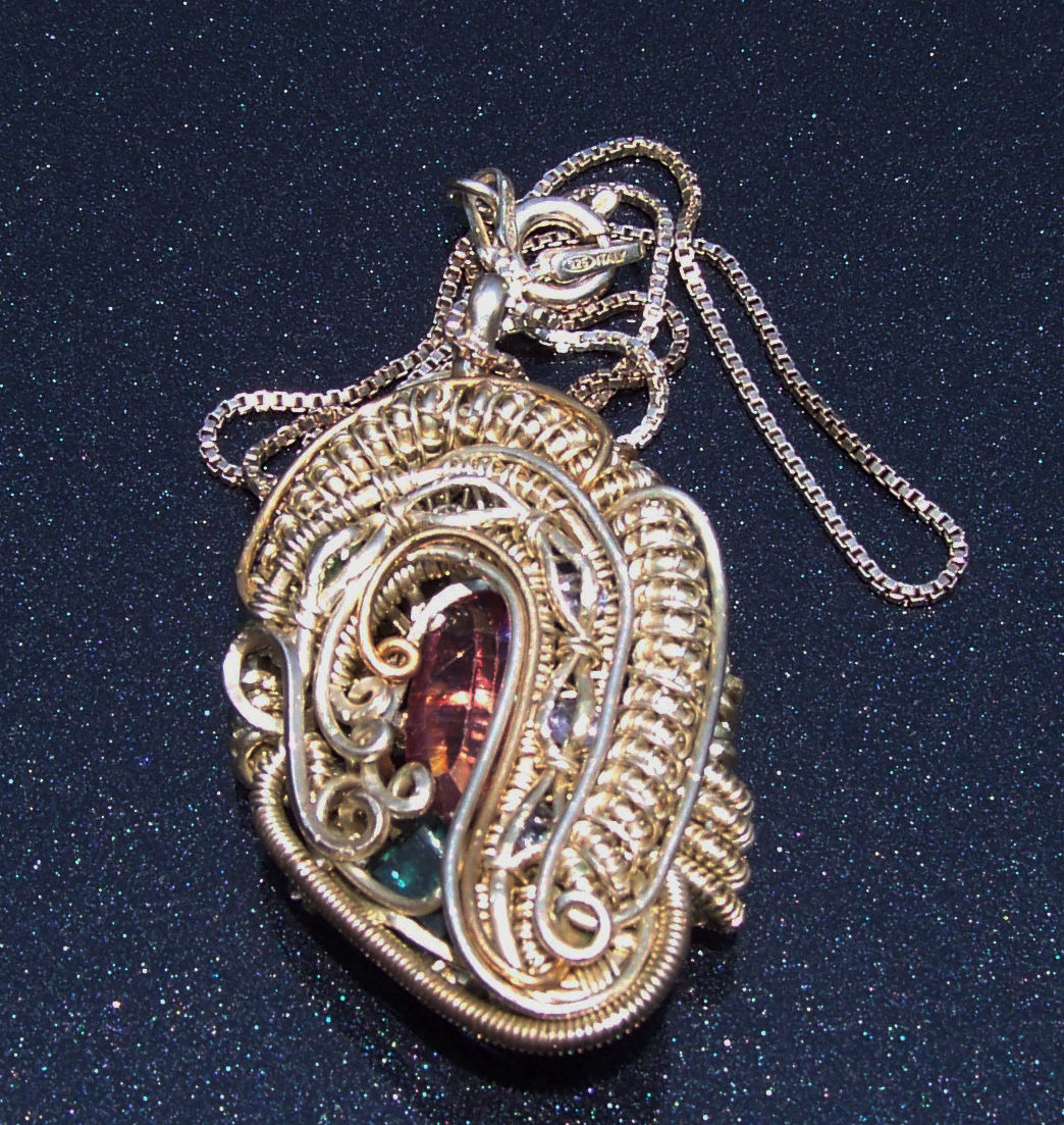 Artisan Wire Wrap Pendant #2 with Sterling Necklace