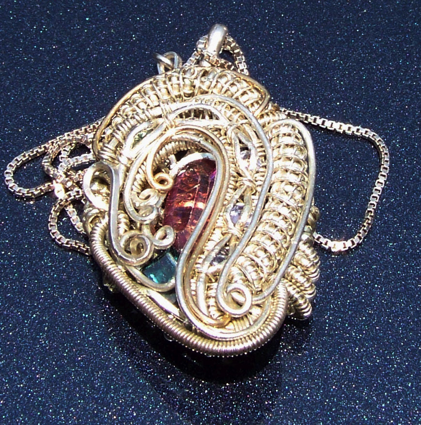 Artisan Wire Wrap Pendant #2 with Sterling Necklace