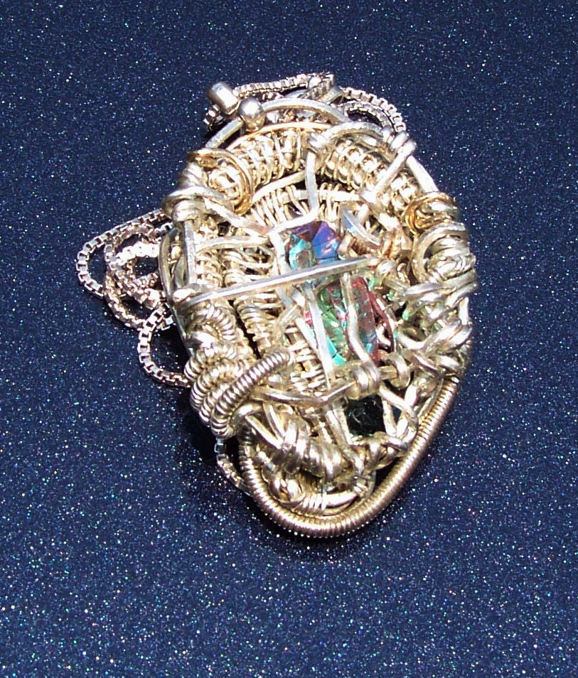 Artisan Wire Wrap Pendant #2 with Sterling Necklace