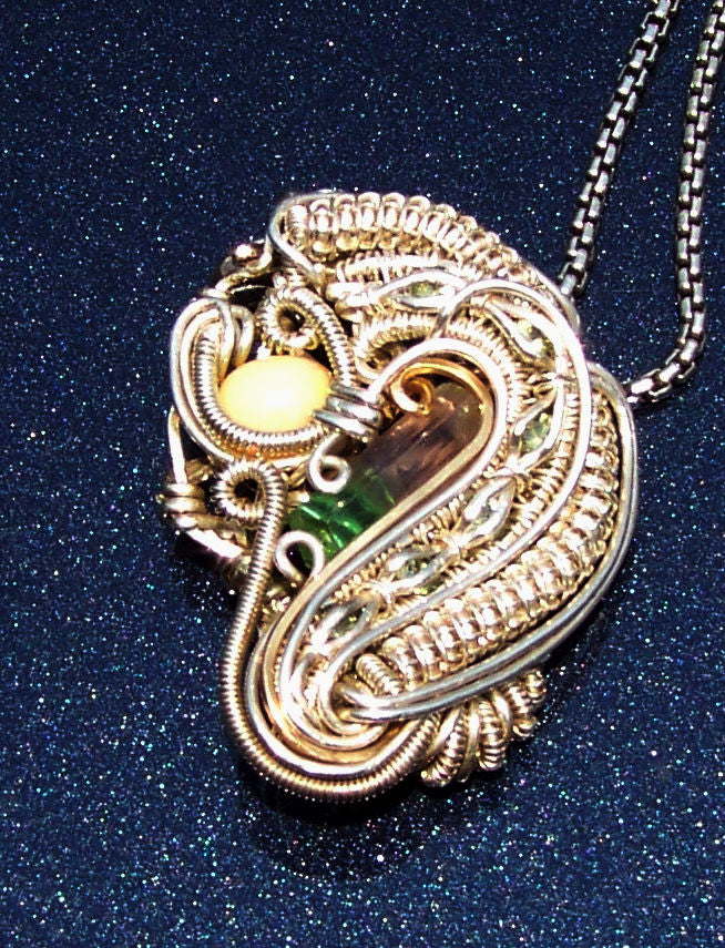 Artisan Wire Wrap Pendant #3 with Sterling Necklace