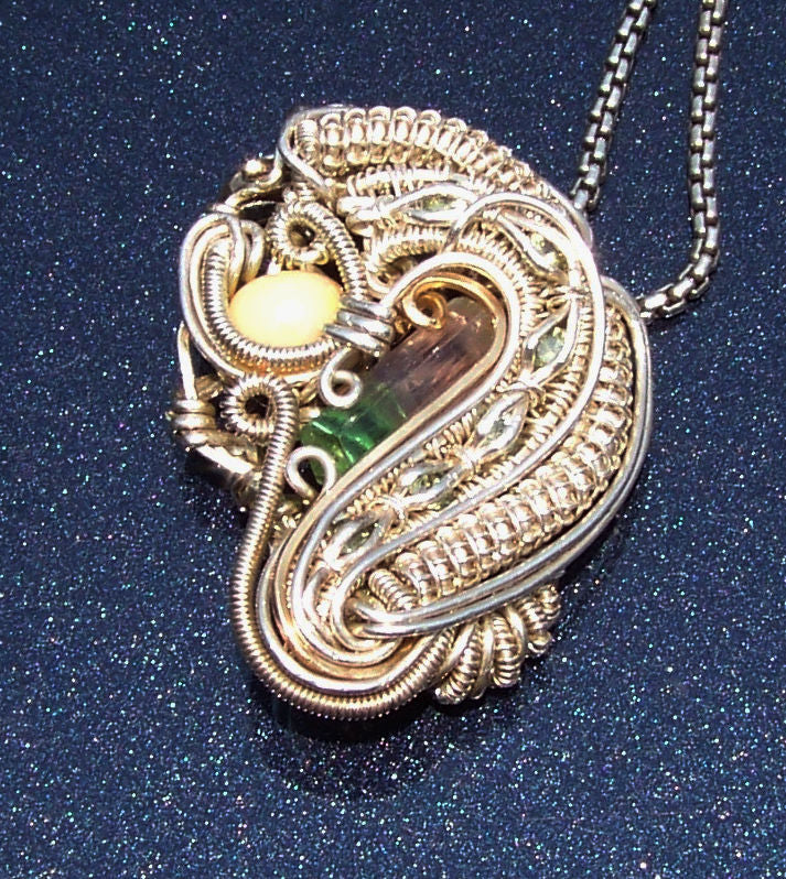 Artisan Wire Wrap Pendant #3 with Sterling Necklace