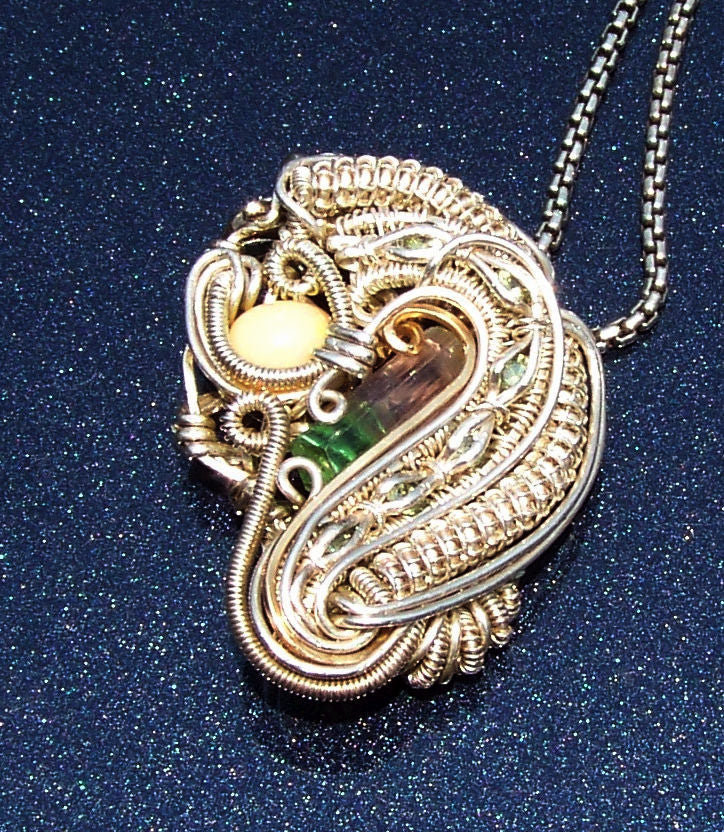 Artisan Wire Wrap Pendant #3 with Sterling Necklace