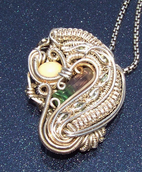 Artisan Wire Wrap Pendant #3 with Sterling Necklace