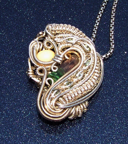 Artisan Wire Wrap Pendant #3 with Sterling Necklace