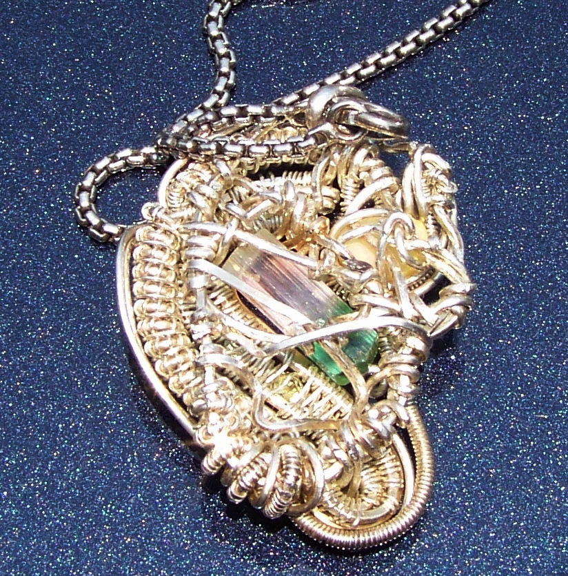 Artisan Wire Wrap Pendant #3 with Sterling Necklace