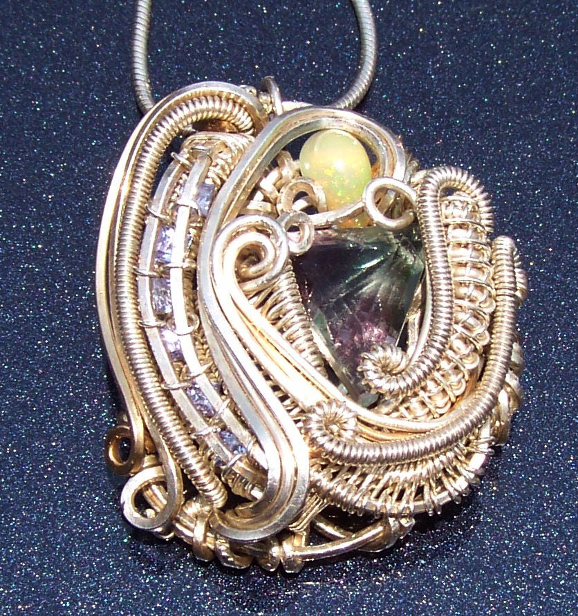 Artisan Wire Wrap Pendant #4 with Sterling Necklace