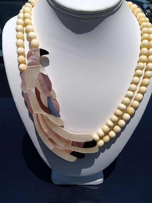 Lee Sands Exotic "Statement" Mother of Pearl Parrot Necklace