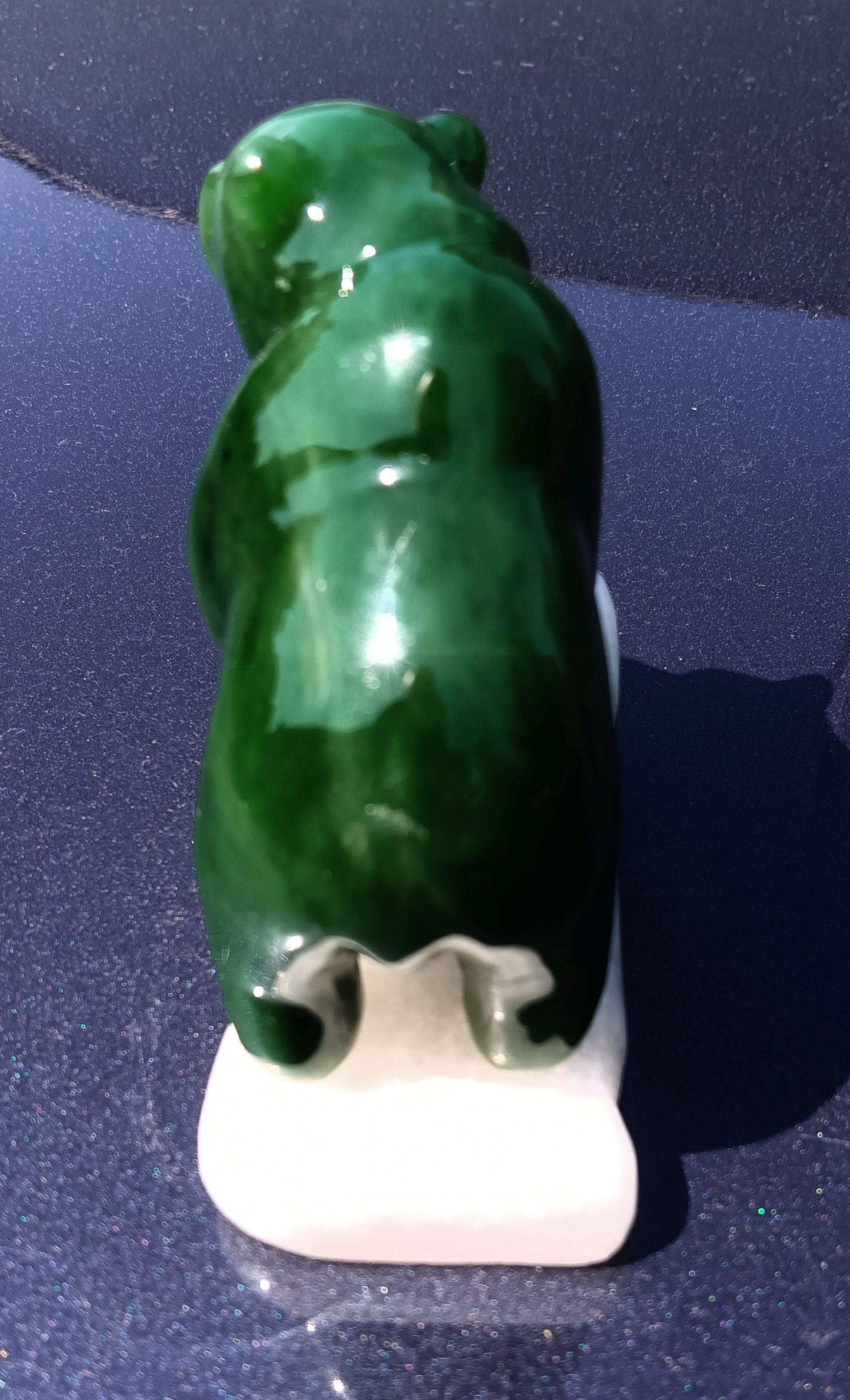 Genuine Nephrite Jade Hand Carved Walking Grizzly Bear / Inuit