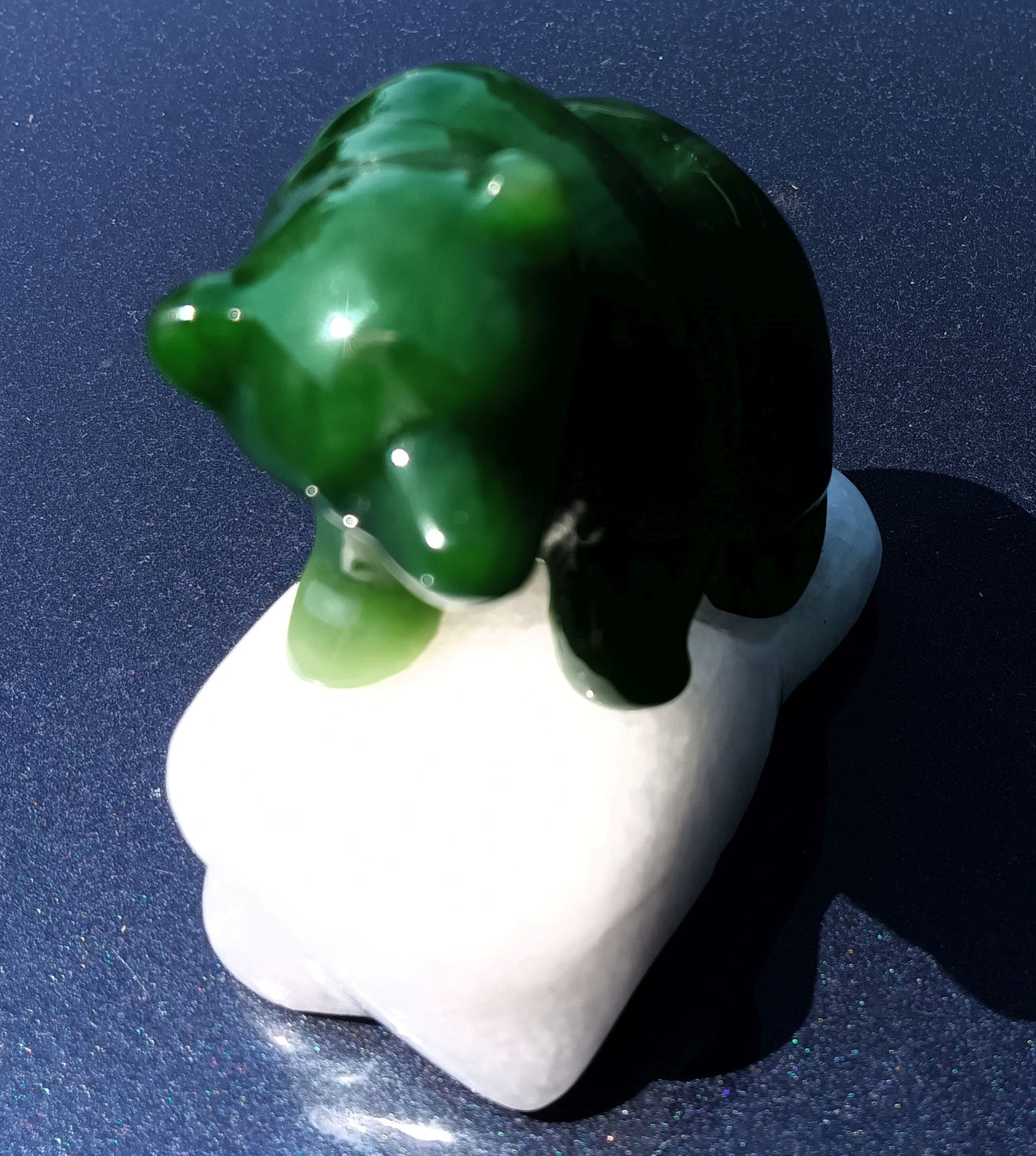 Genuine Nephrite Jade Hand Carved Walking Grizzly Bear / Inuit