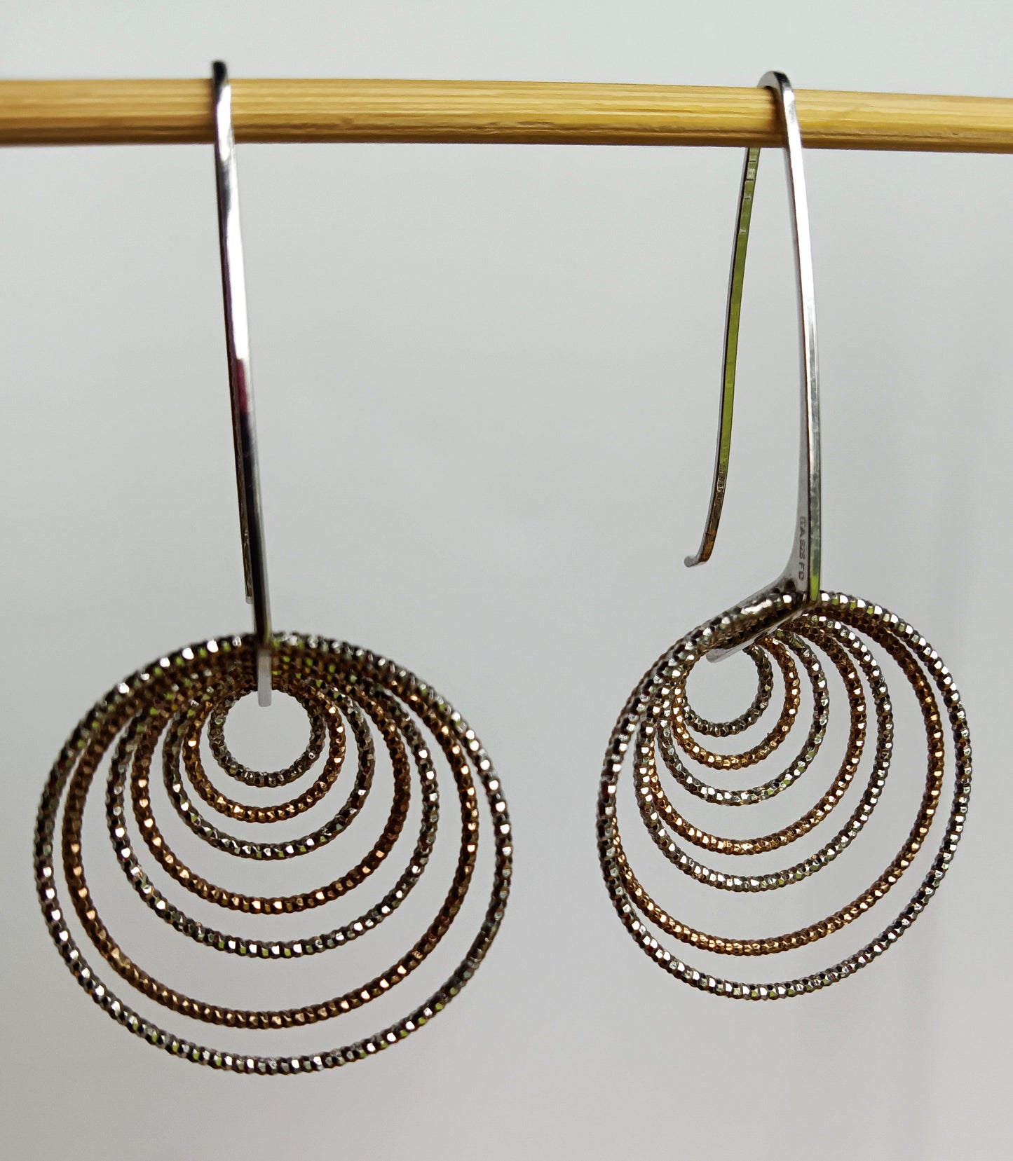 Sterling Silver and Rose Gold Vermeil Italian 3D Circle Earrings