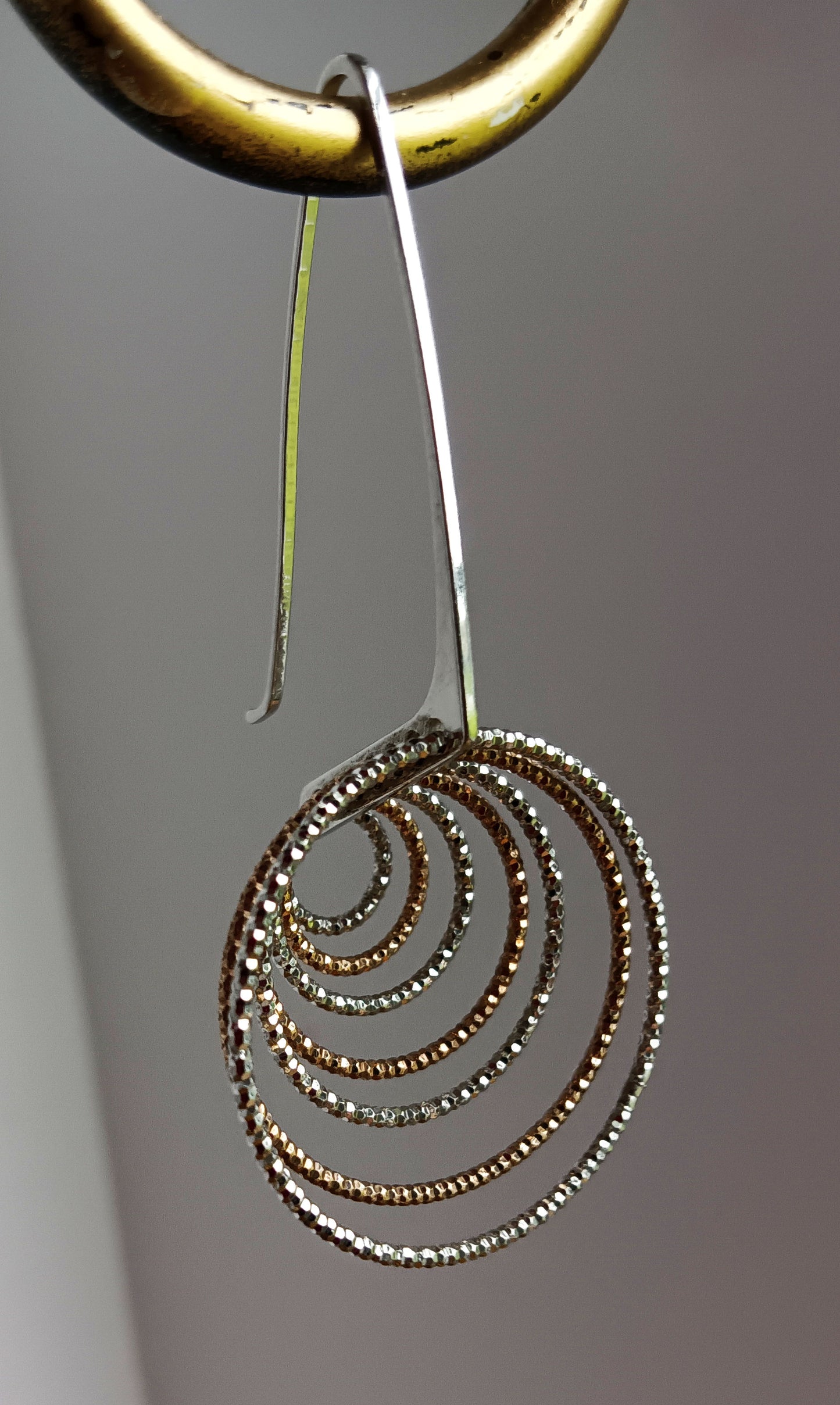 Sterling Silver and Rose Gold Vermeil Italian 3D Circle Earrings