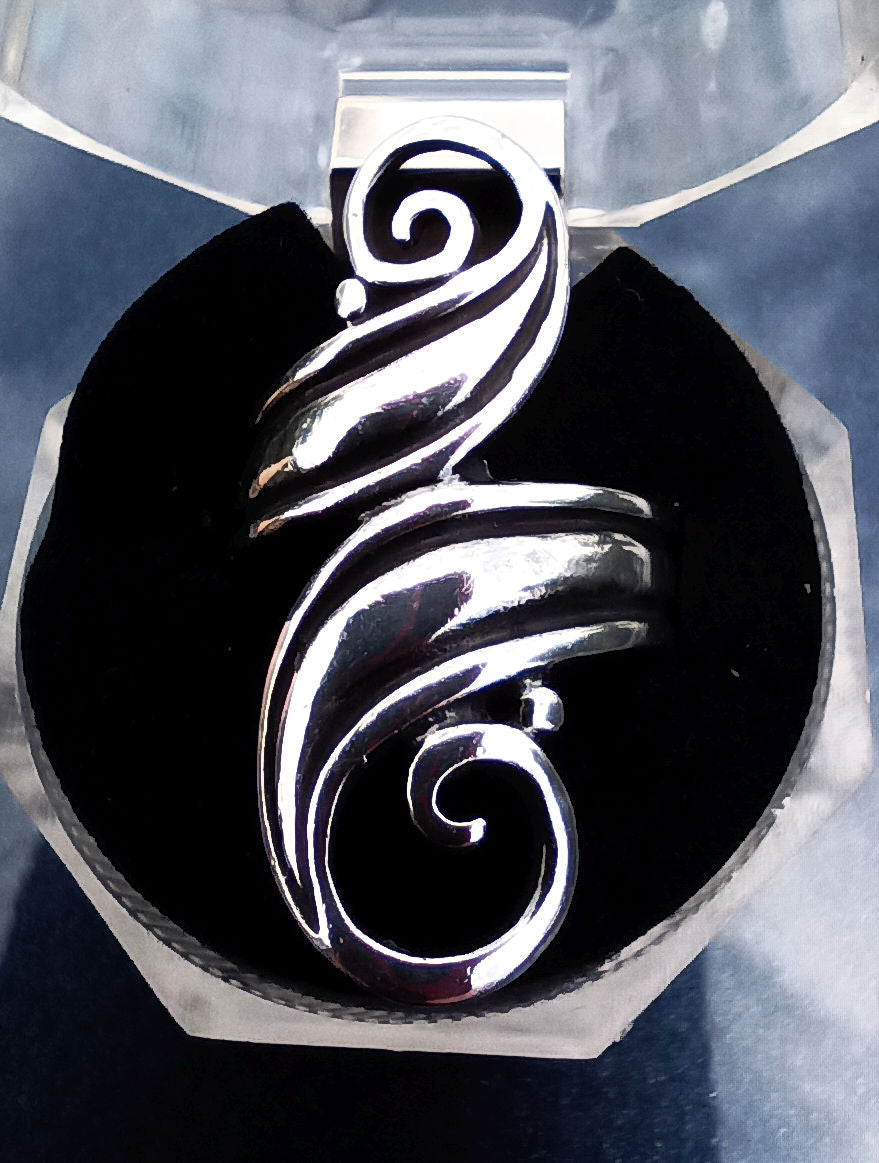 Vintage Swirl Bypass Ring 925 Sterling Size 7.5