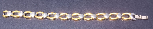 Sabona of London Signed Stainless Steel Silver/Gold Tone Magnetic Bracelet