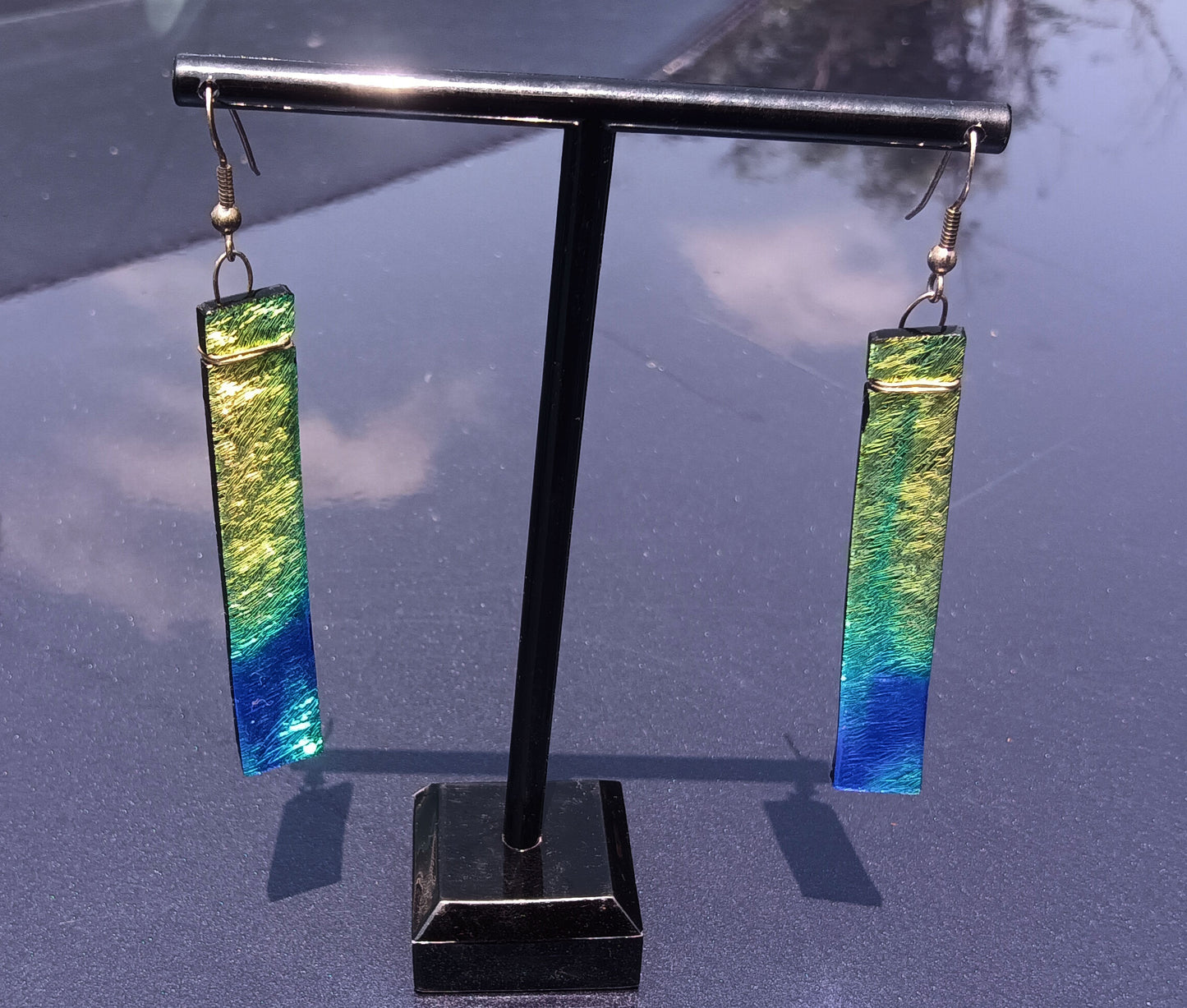 Dichromatic Foil Glass Earrings