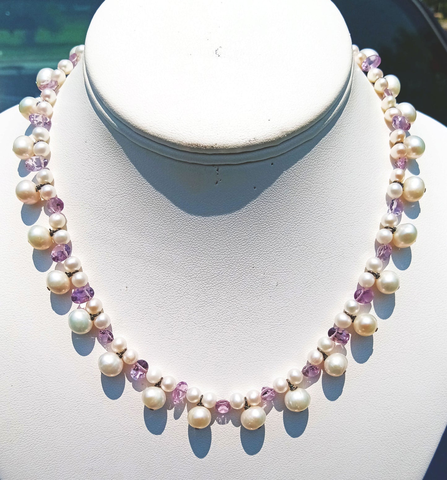 Natural Pearl and Amethyst Necklace