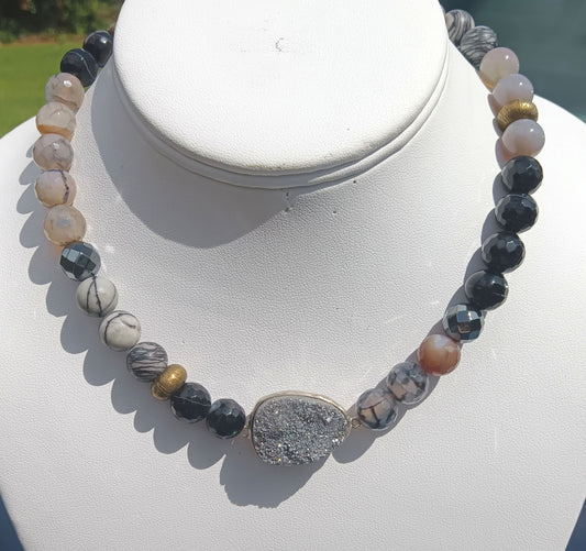 SILPADA Sterling Silver Agate ODE TO GEODE Double Stretch Bracelet B3077