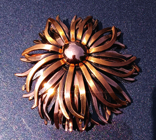 Vintage Large Renoir Signed Copper Flower Brooch