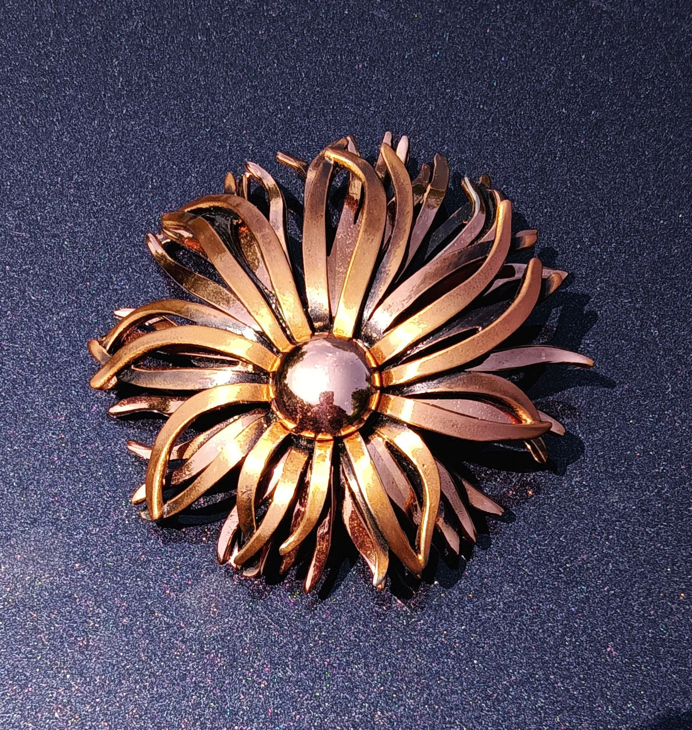 Vintage Large Renoir Signed Copper Flower Brooch