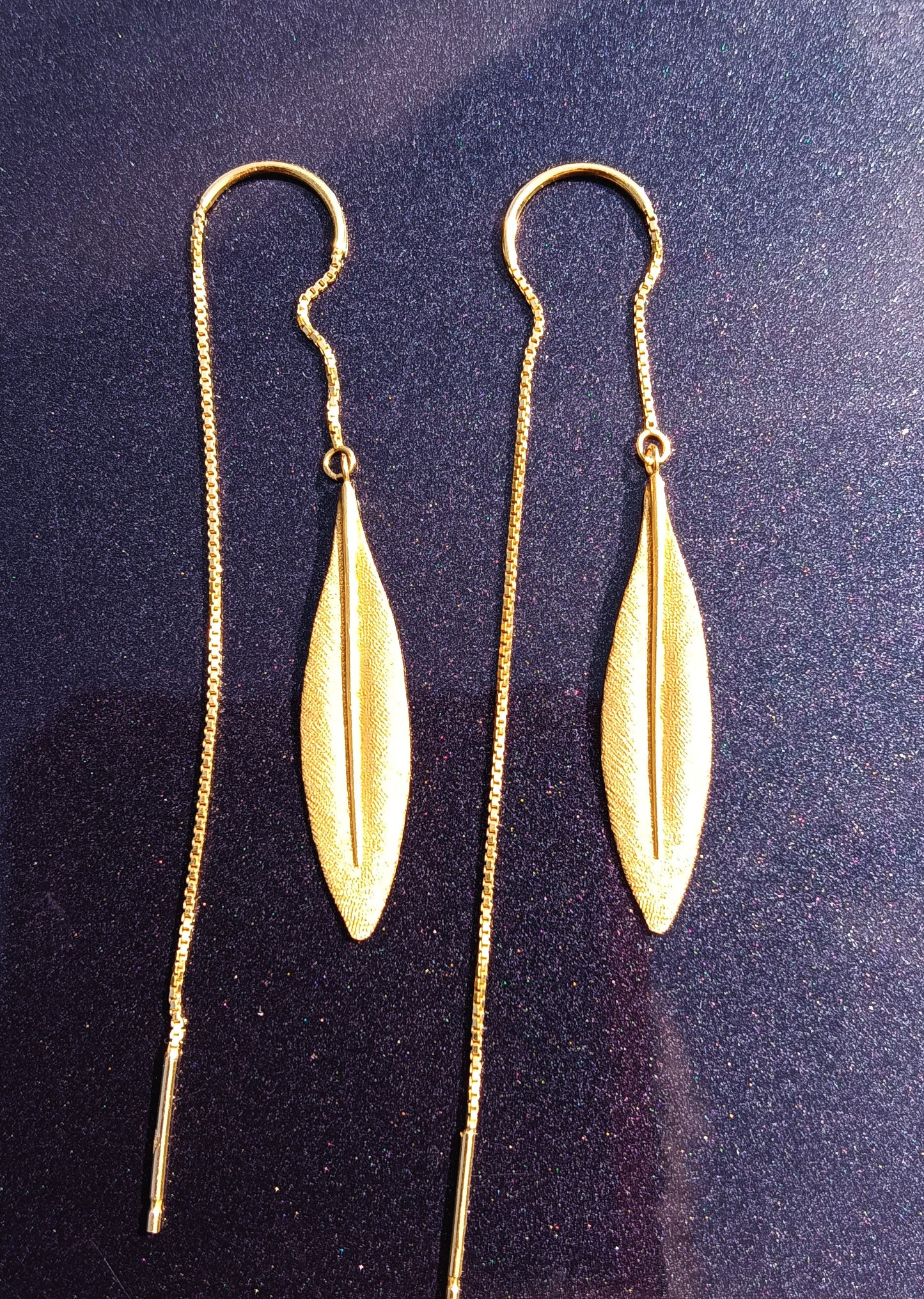 Eucalyptus Leaf Threaders 14K Earrings