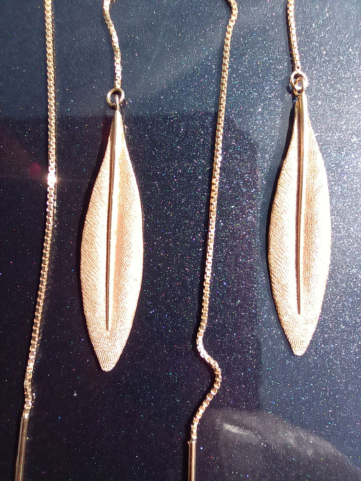 Eucalyptus Leaf Threaders 14K Earrings