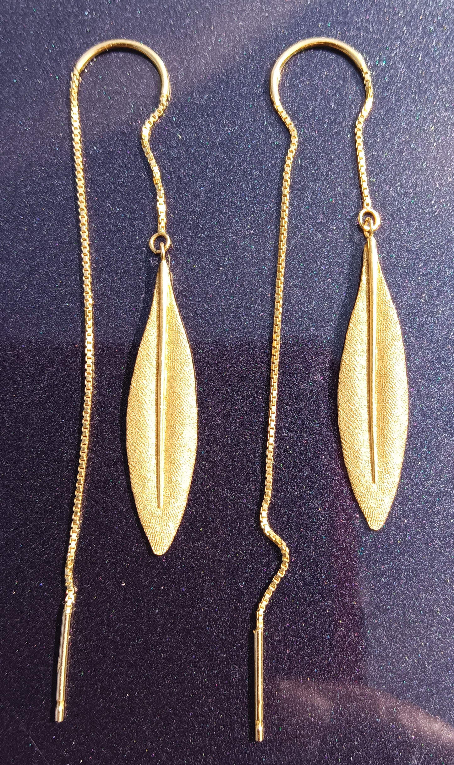 Eucalyptus Leaf Threaders 14K Earrings