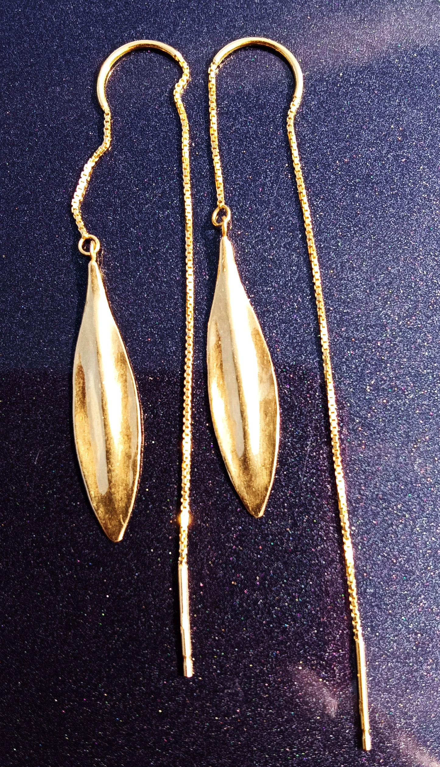 Eucalyptus Leaf Threaders 14K Earrings