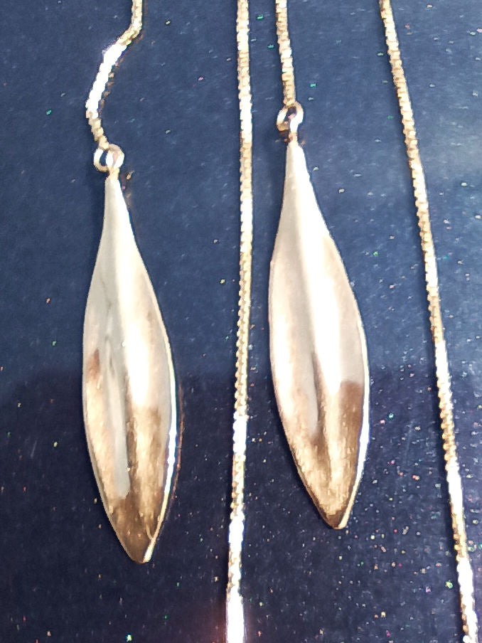 Eucalyptus Leaf Threaders 14K Earrings