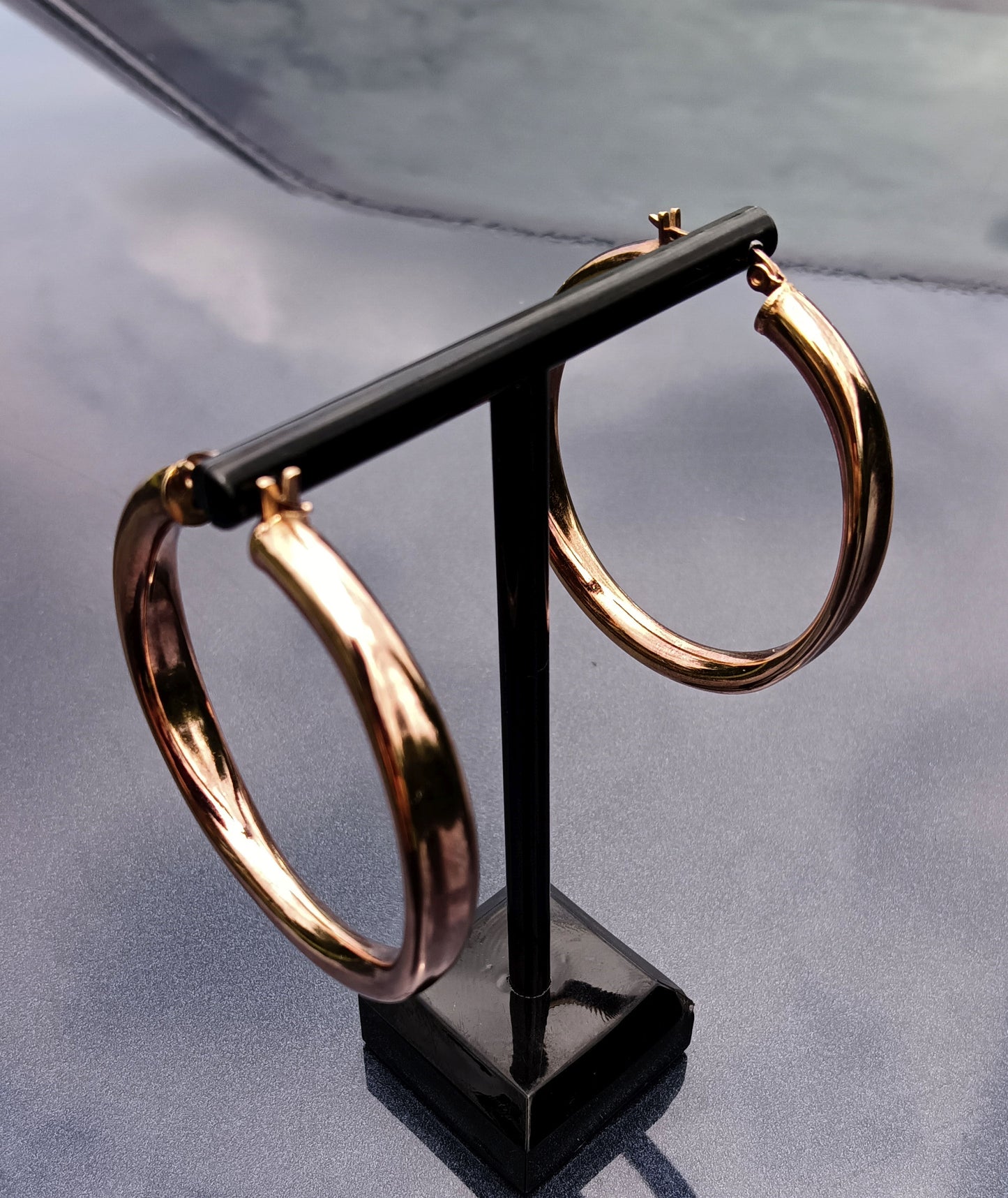 Stainless Steel Brown Ion-plated Hoop Earrings