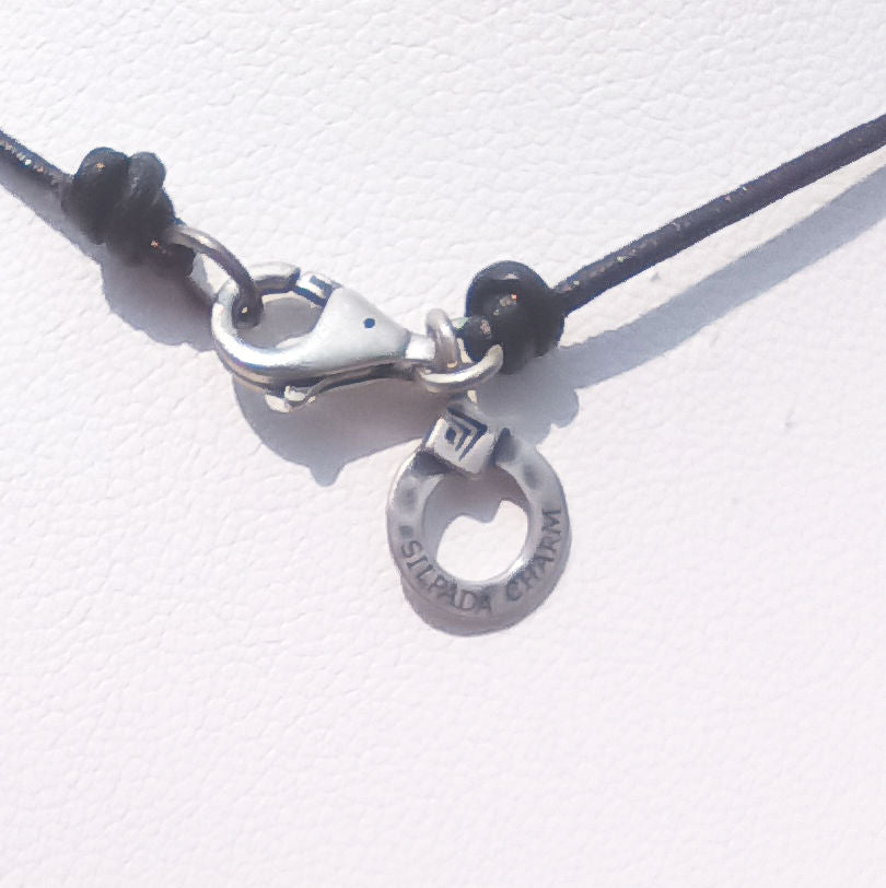 SILPADA Black Leather Multi-Ring Charm Necklace N2479 28”