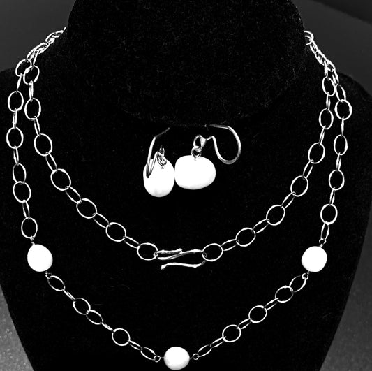 Pearl Earrings and Necklace Set - 30 inch