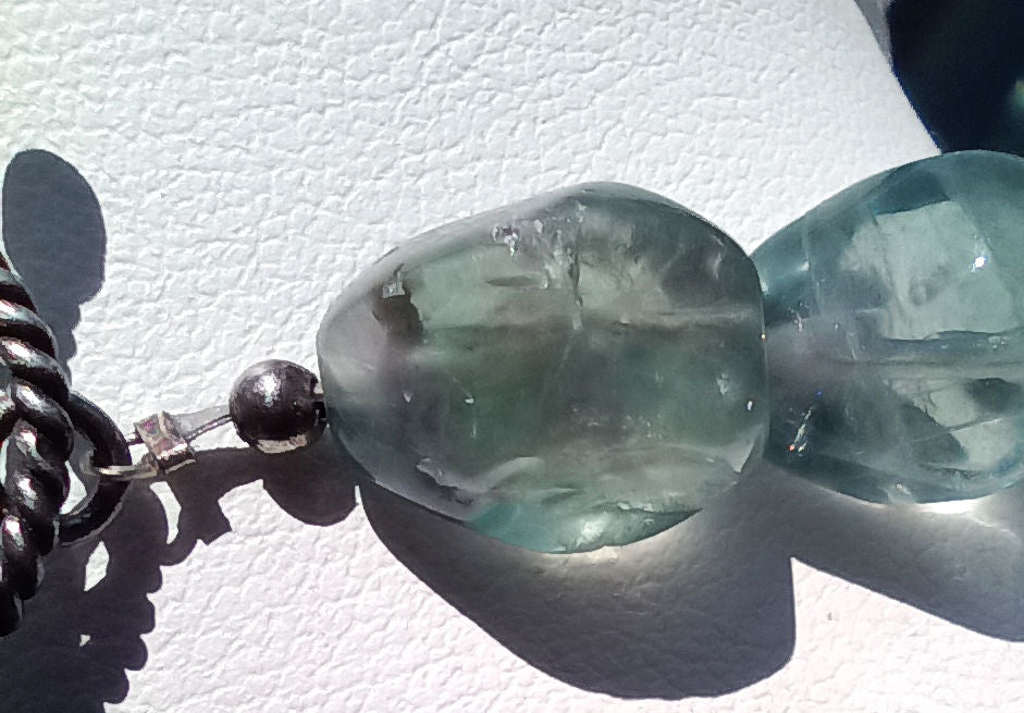 Natural Fluorite Irregular Stone Necklace - Vintage